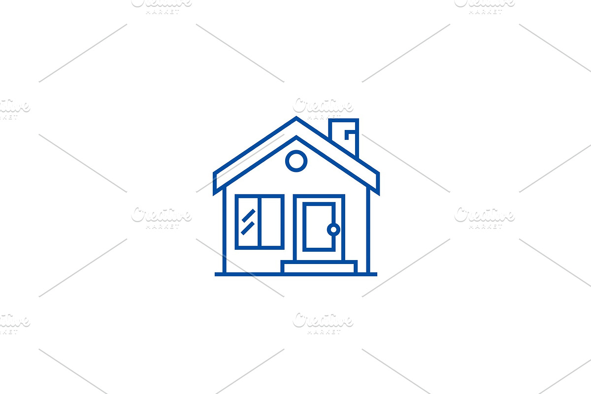 Cottage, chimney,real estate line in Illustrations - product preview 8
