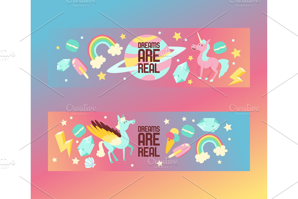 Kids dreams vector cartoon unicorn in Illustrations - product preview 8