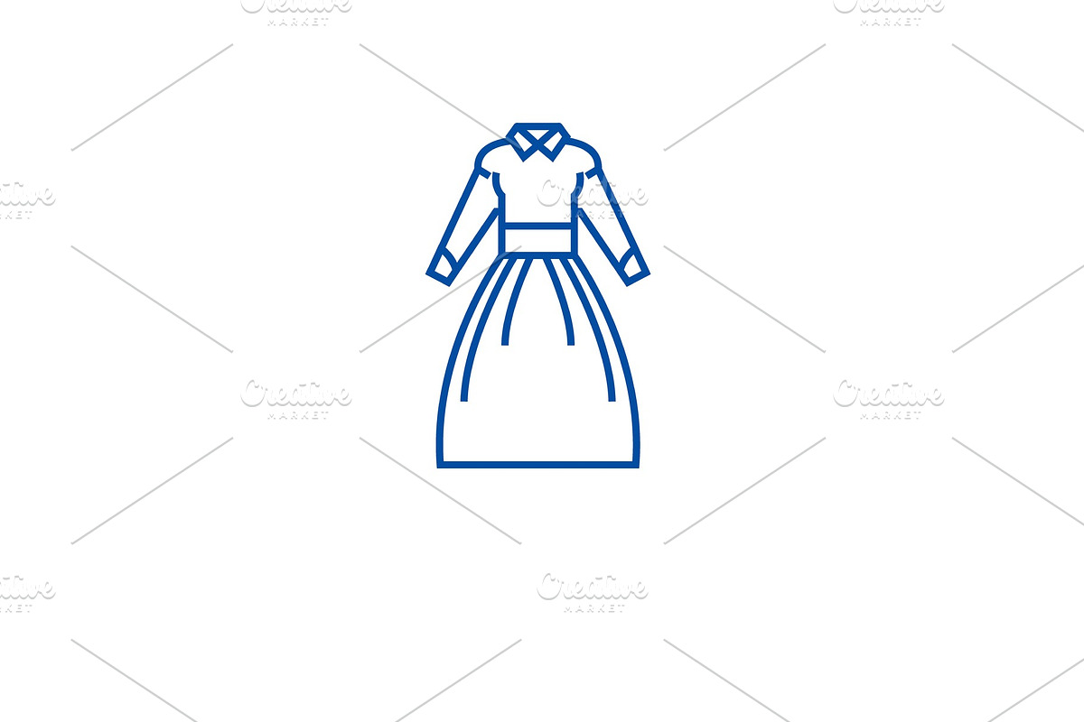 Country dress line icon concept in Illustrations - product preview 8