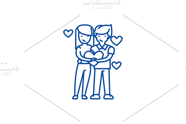 Couple in love, loving line icon