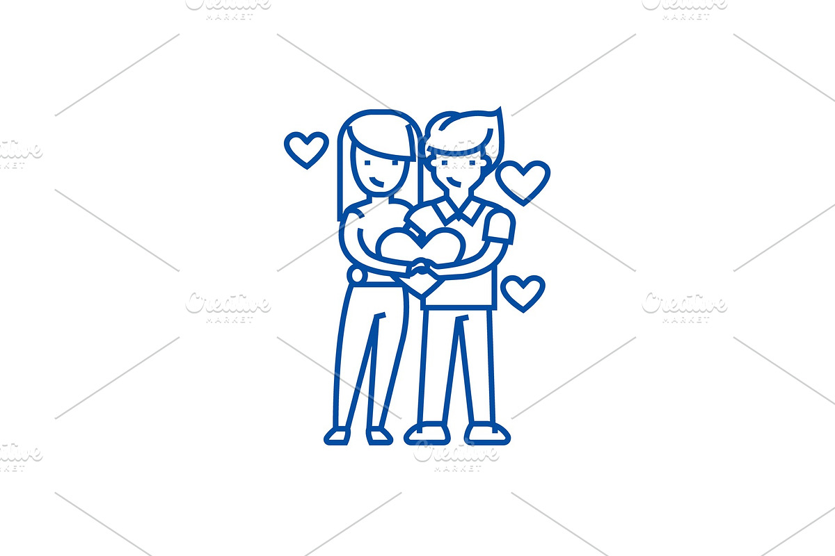 Couple in love, loving line icon in Illustrations - product preview 8