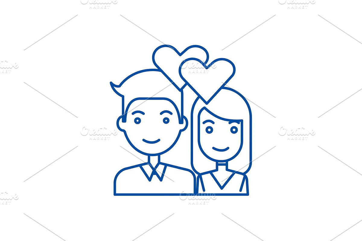 Couple in love,hearts line icon in Illustrations - product preview 8