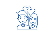 Couple in love,hearts line icon