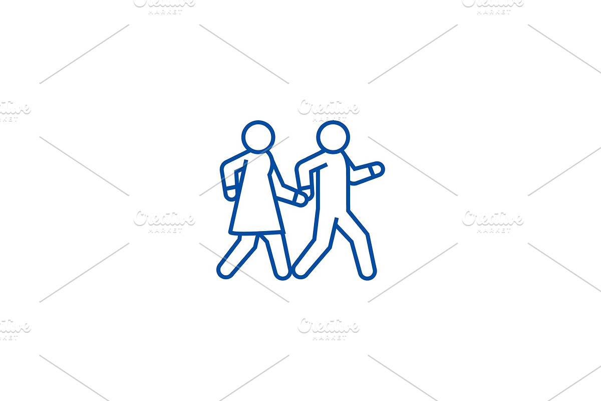 Couple walks holding hands together in Illustrations - product preview 8