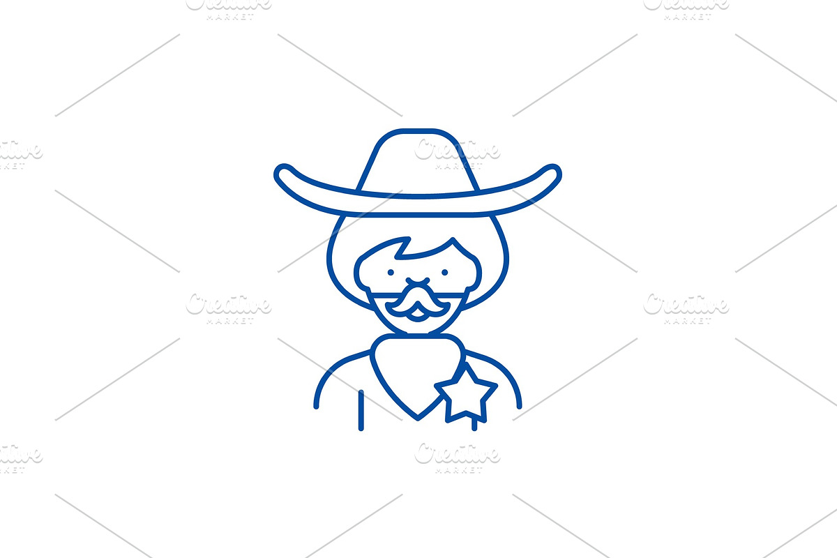 Cowboy line icon concept. Cowboy in Illustrations - product preview 8