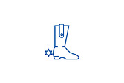 Cowboy boot line icon concept