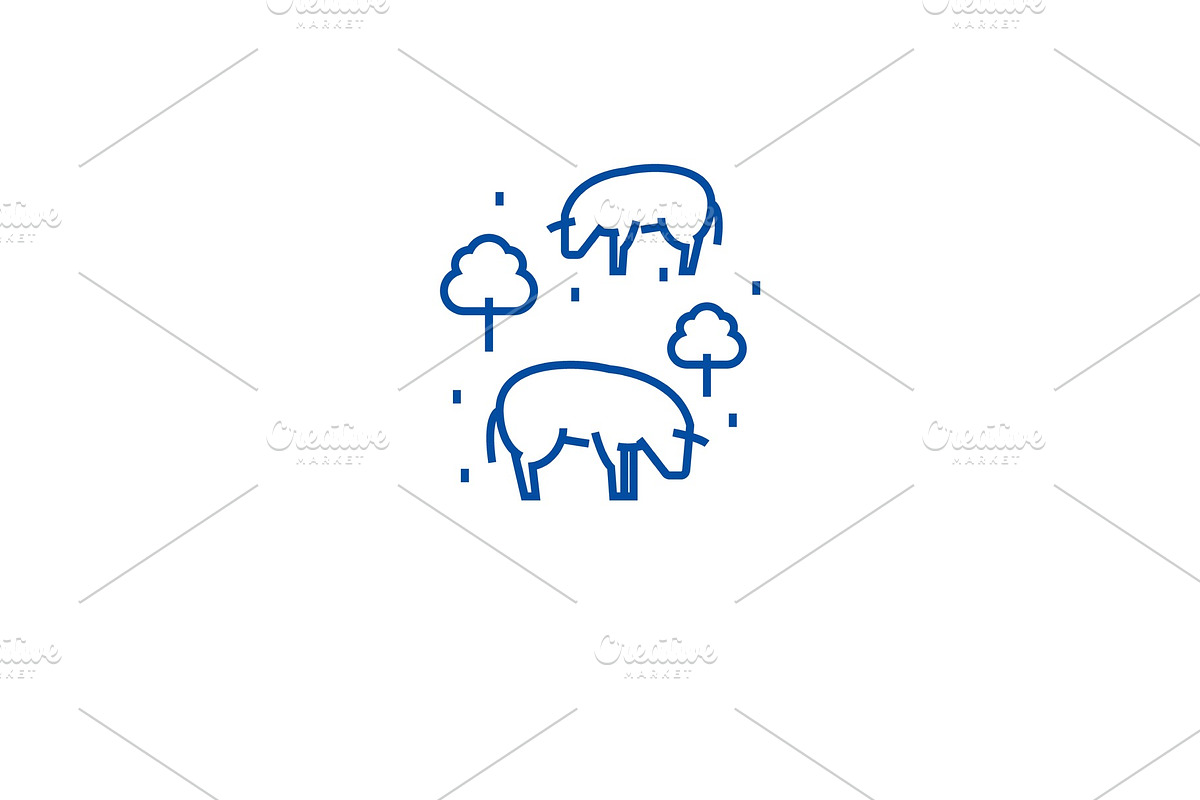 Cows in field line icon concept in Illustrations - product preview 8