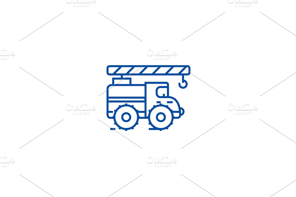 Crane arm car line icon concept in Illustrations - product preview 8