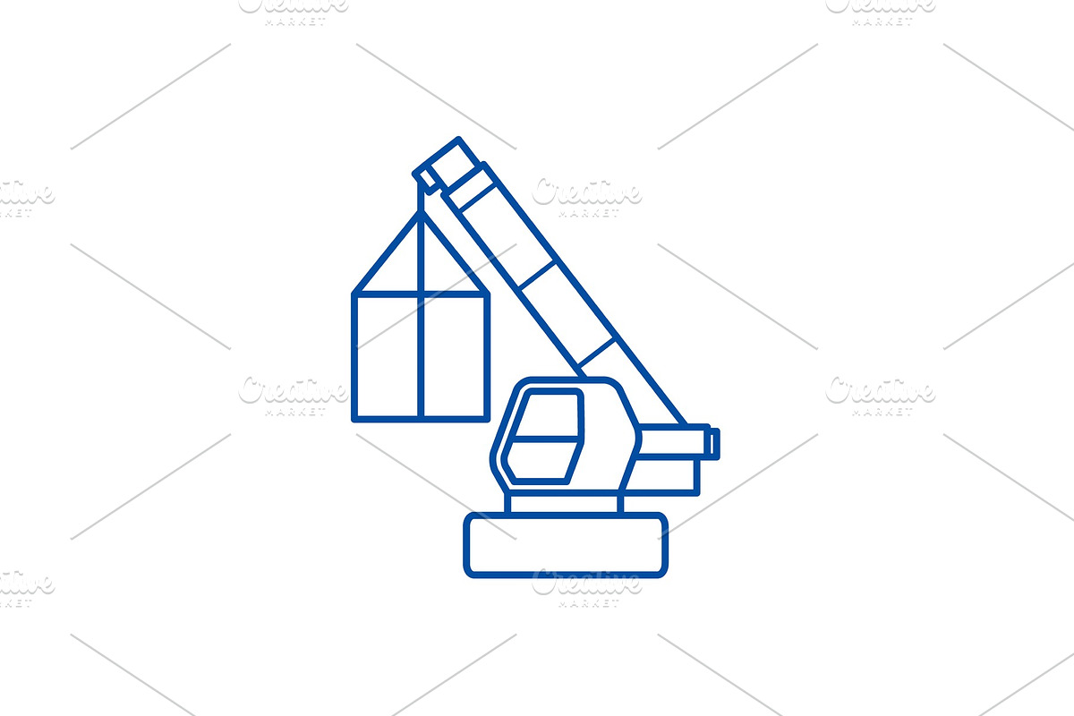 Crane, cargo logistics, wrecker line in Illustrations - product preview 8