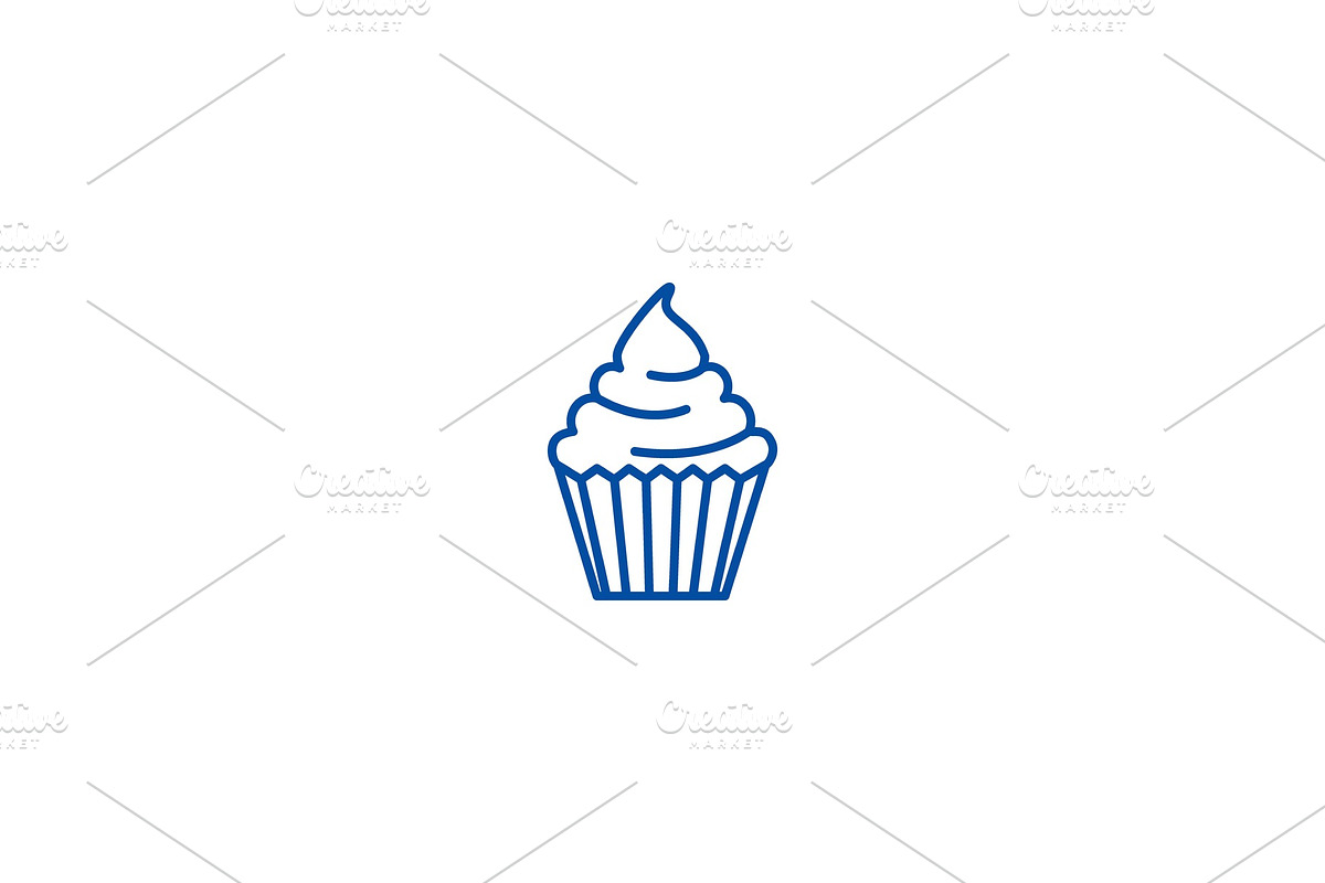 Cream cupcake line icon concept in Illustrations - product preview 8