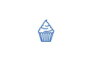 Cream cupcake line icon concept