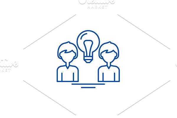 Creative group line icon concept