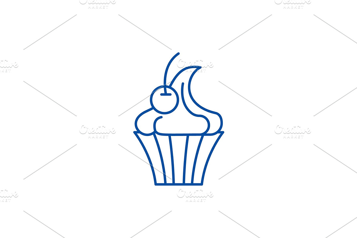 Creme brulee line icon concept in Illustrations - product preview 8