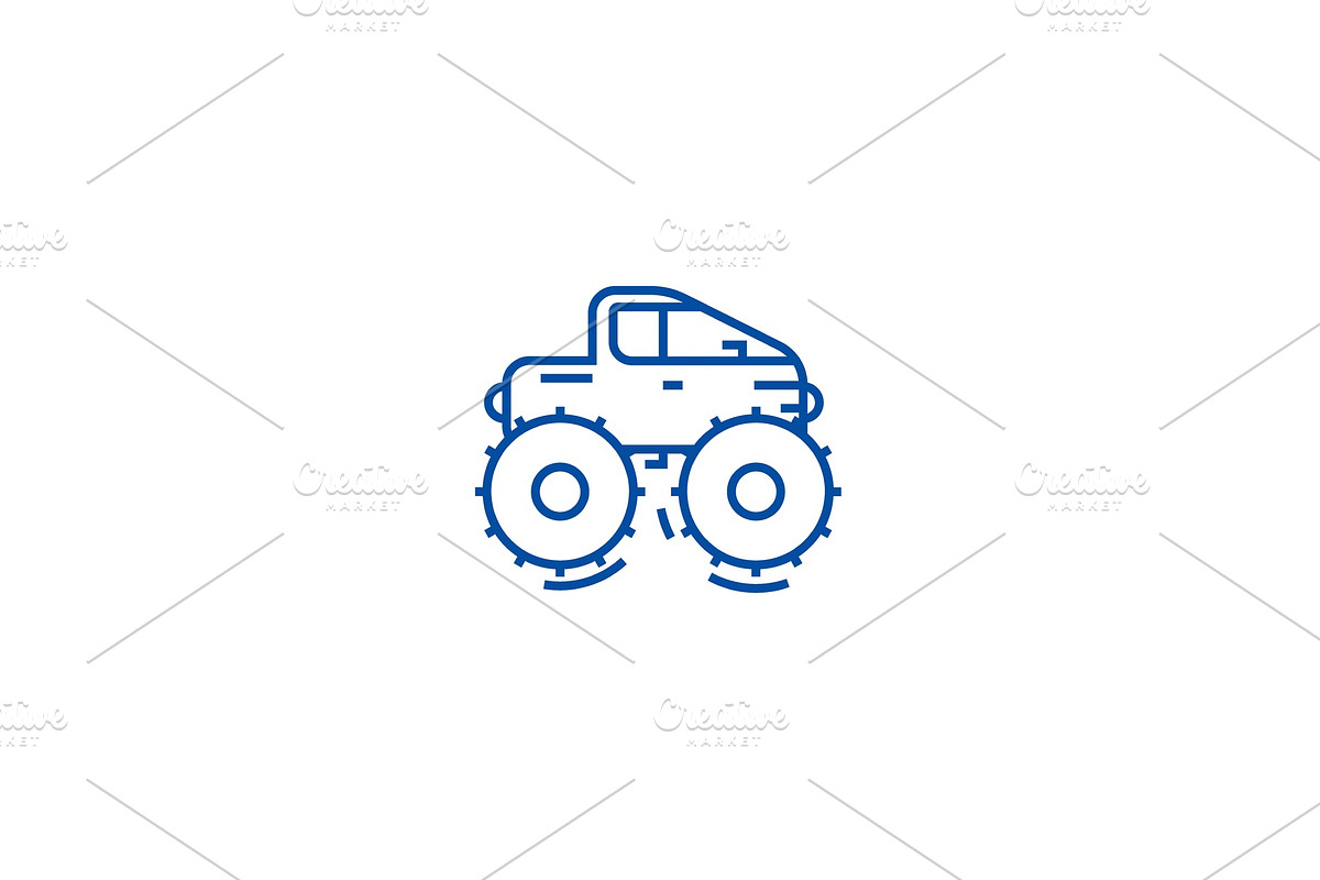 Cross country vehicle,jeep line icon in Illustrations - product preview 8
