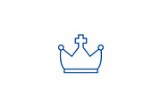 Crown with cross line icon concept