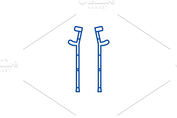 Crutches line icon concept. Crutches