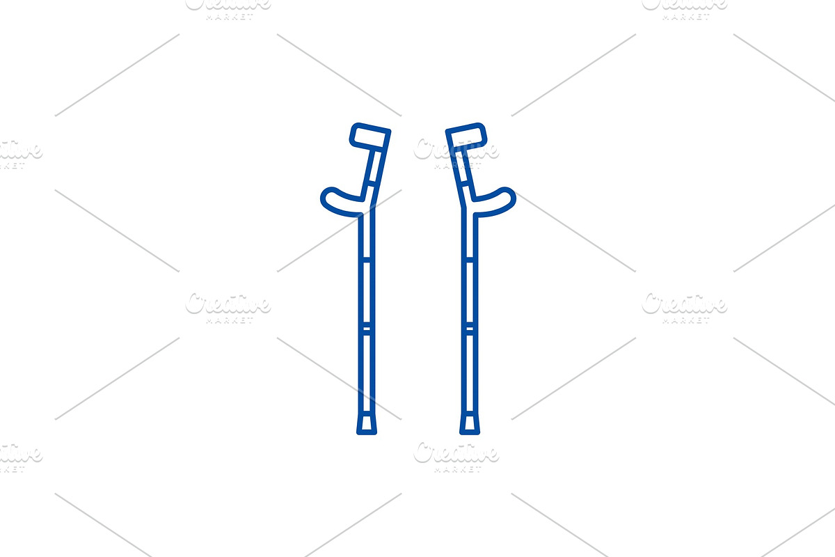 Crutches line icon concept. Crutches in Objects - product preview 8