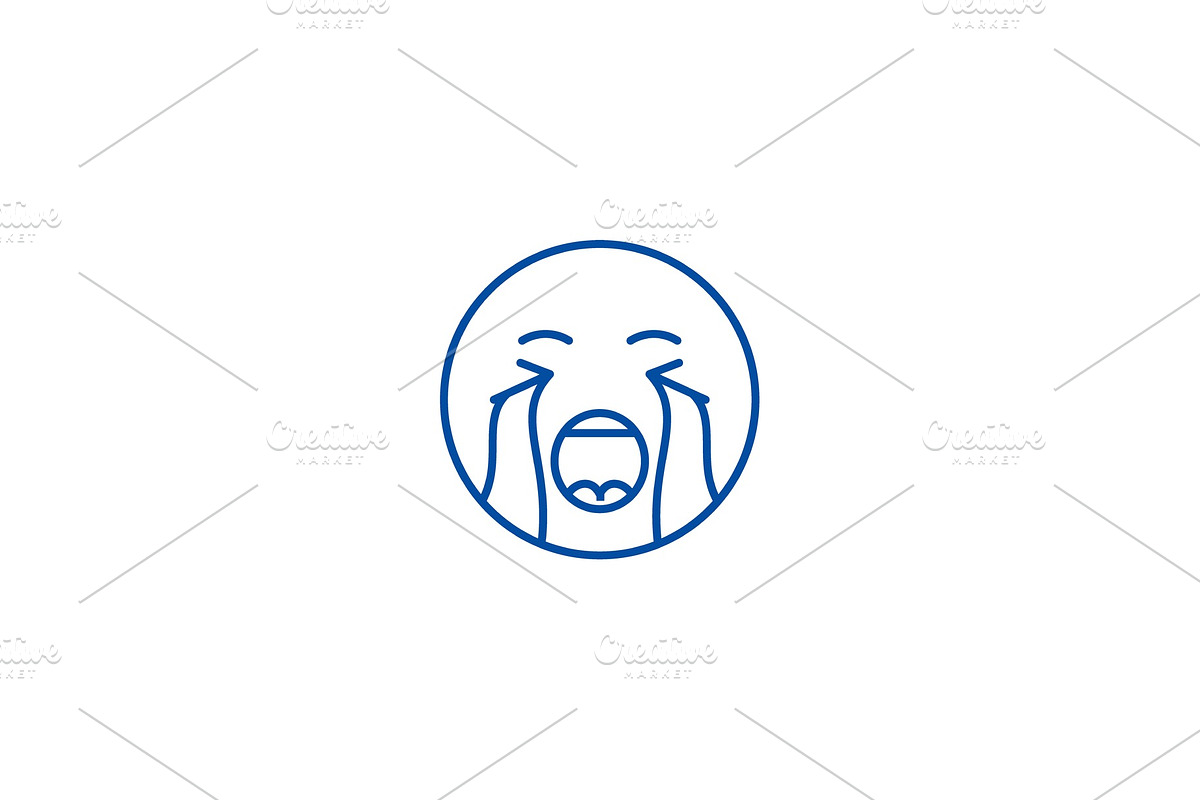 Crying emoji line icon concept in Illustrations - product preview 8