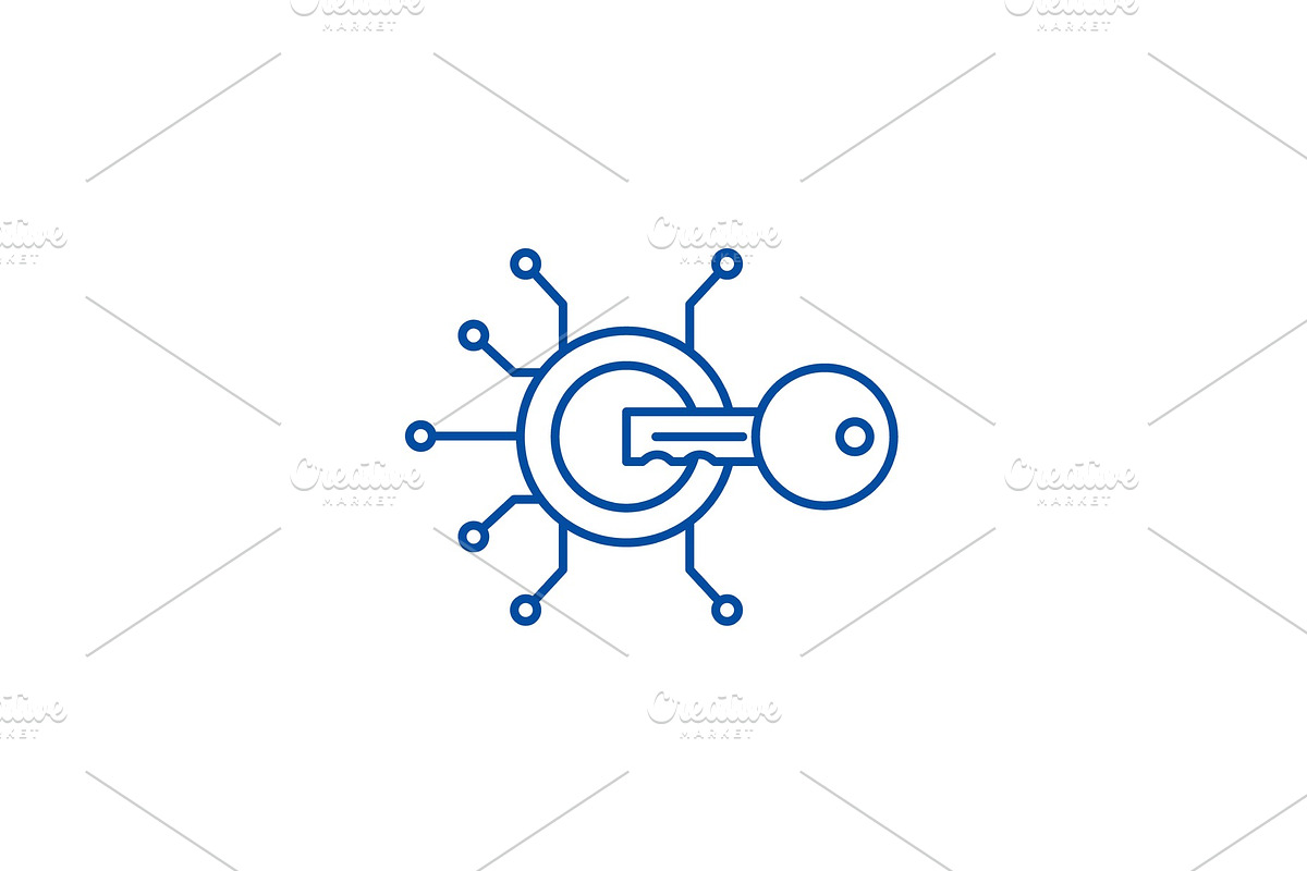 Cryptographic key line icon concept in Illustrations - product preview 8