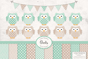 Mint Green Vector Owls & Papers