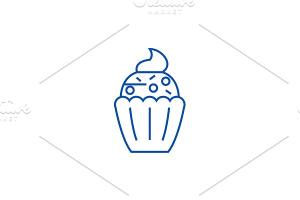 Cupcake line icon concept. Cupcake