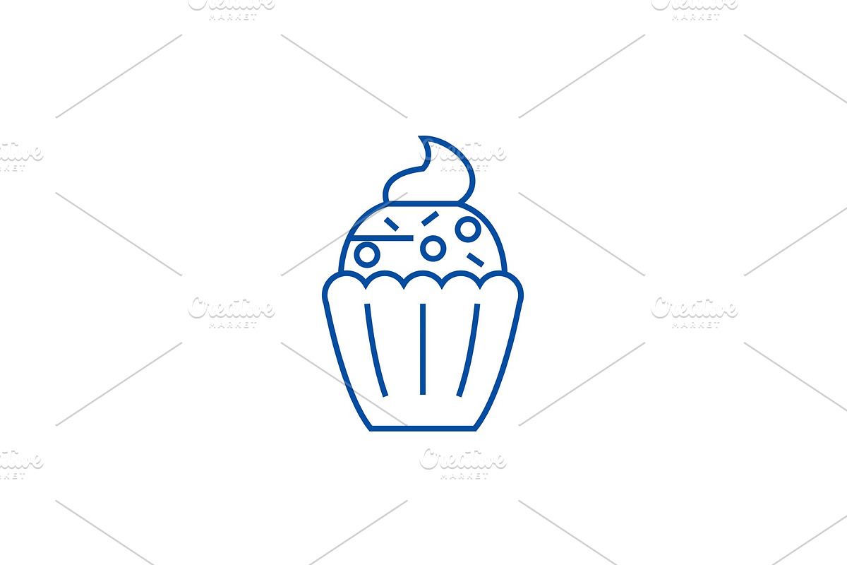 Cupcake line icon concept. Cupcake in Illustrations - product preview 8