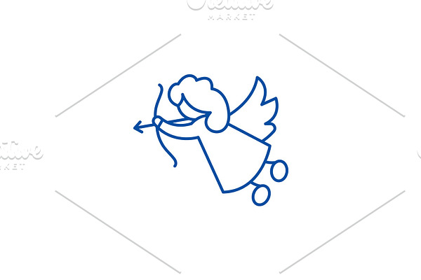 Cupid line icon concept. Cupid flat