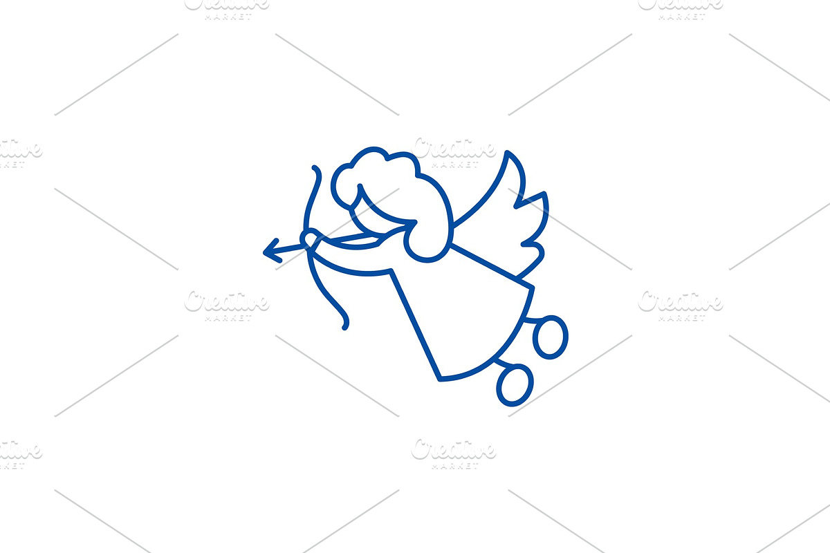 Cupid line icon concept. Cupid flat in Objects - product preview 8