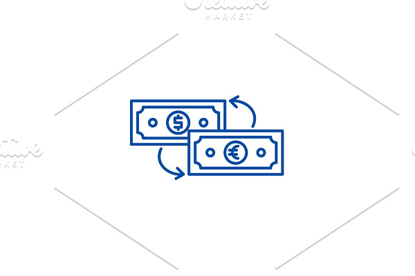 Currency exchange line icon concept