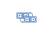 Currency exchange line icon concept