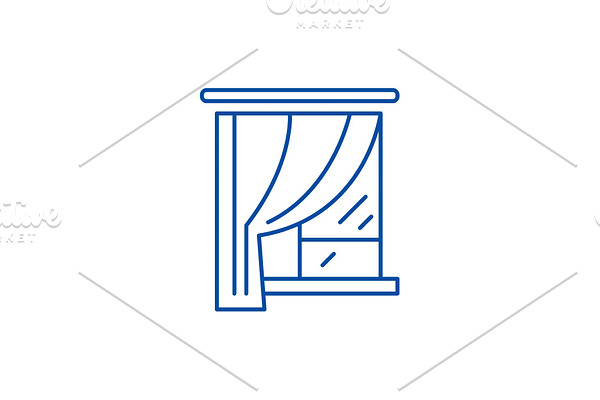 Curtains line icon concept. Curtains