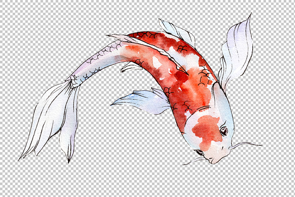 Goldfish-2 Watercolor png in Illustrations - product preview 1