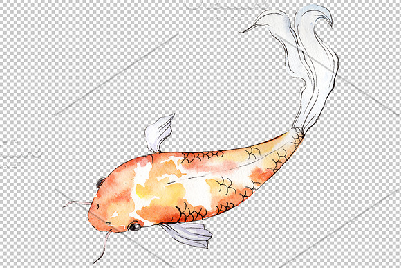 Goldfish-2 Watercolor png in Illustrations - product preview 2