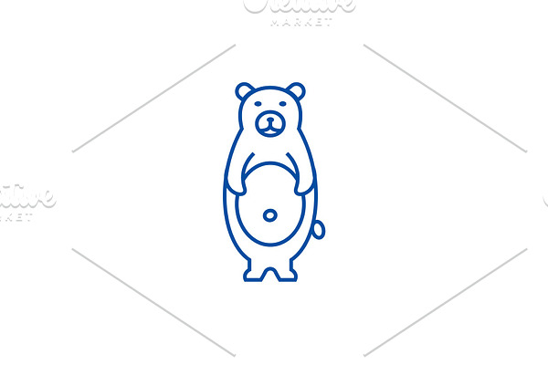 Cute bear line icon concept. Cute