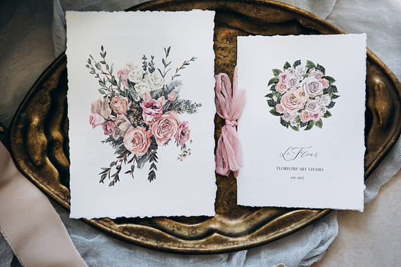 -50% QUINTA rose floral watercolor in Illustrations - product preview 6