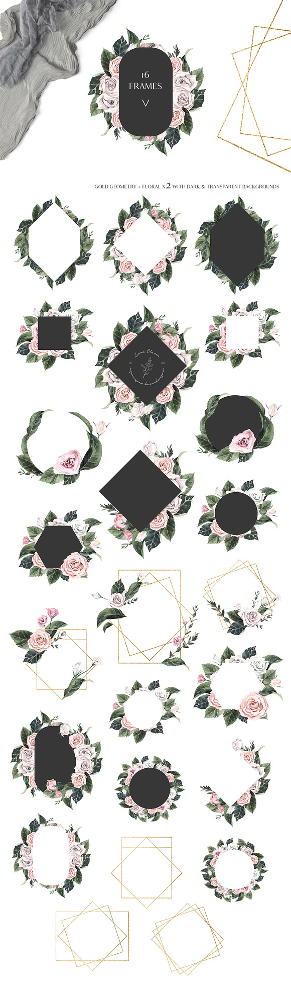 -50% QUINTA rose floral watercolor in Illustrations - product preview 8