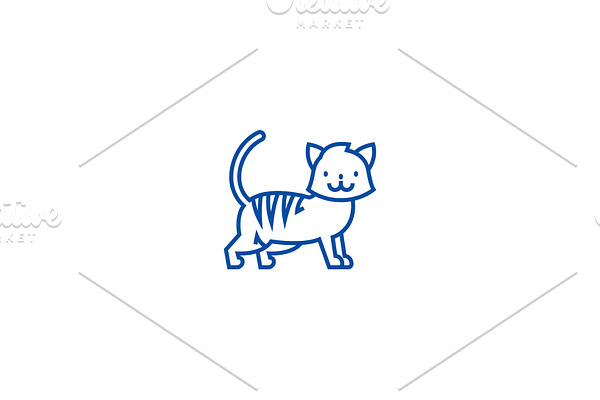 Cute cat line icon concept. Cute cat