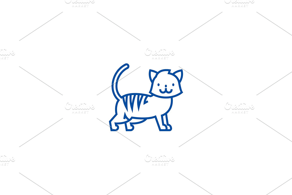 Cute cat line icon concept. Cute cat in Illustrations - product preview 8