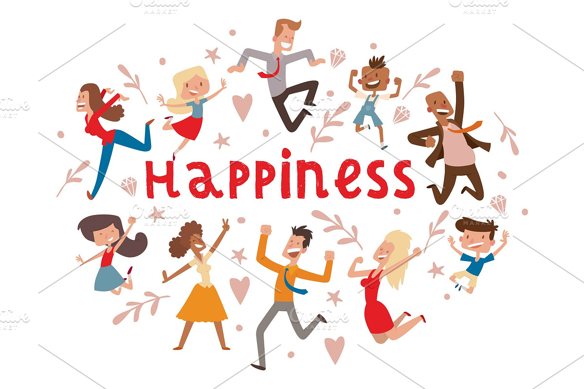 Happy people vector jumping woman or in Illustrations - product preview 8