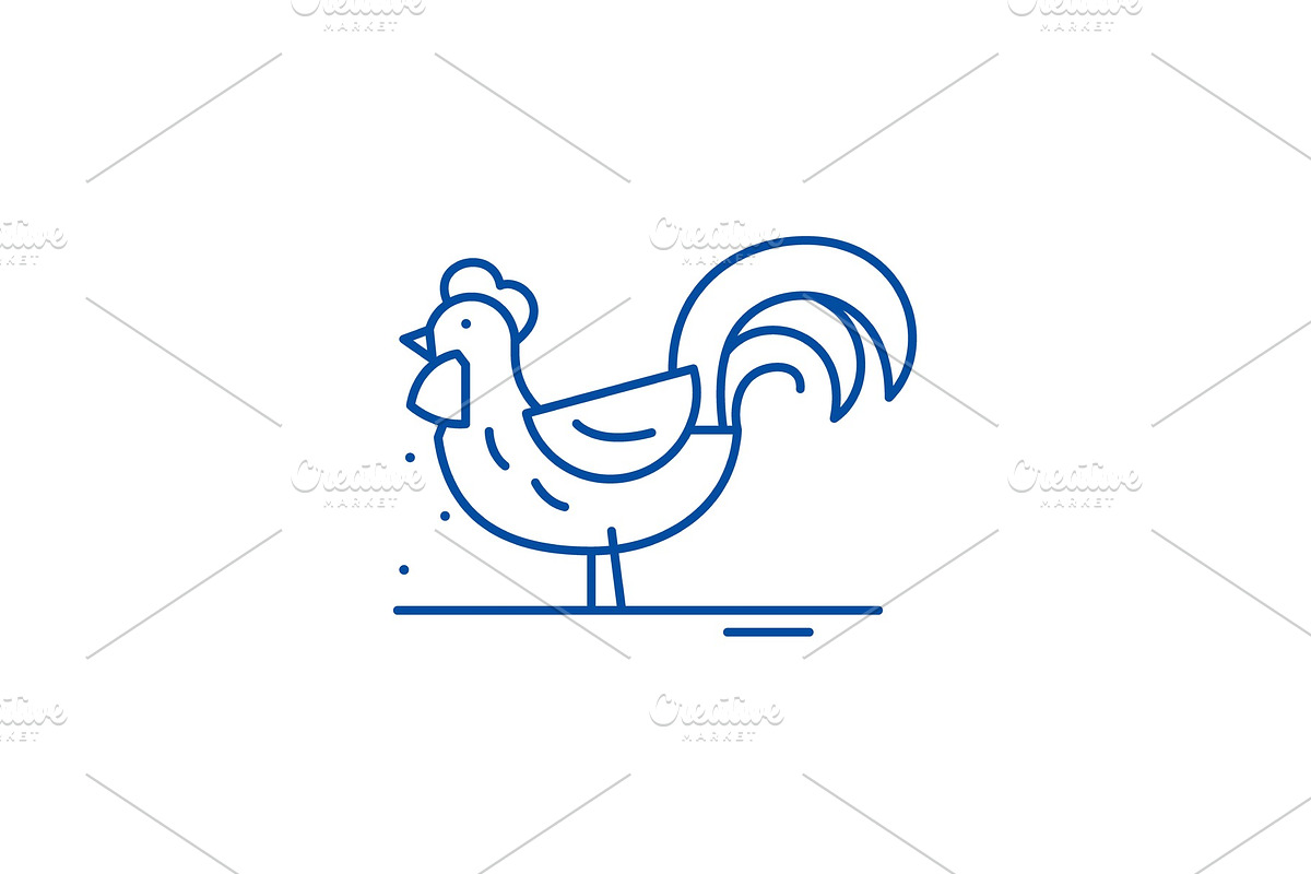 Cute cock line icon concept. Cute in Illustrations - product preview 8