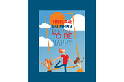 Happy people vector jumping woman or