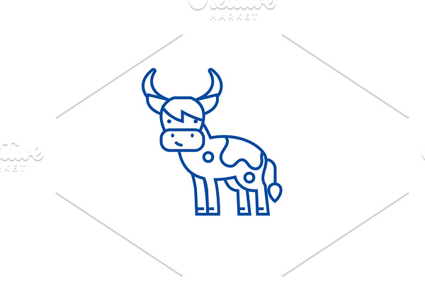 Cute cow line icon concept. Cute cow