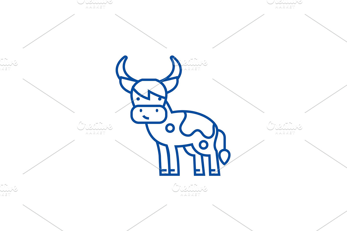 Cute cow line icon concept. Cute cow in Illustrations - product preview 8