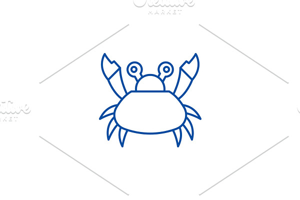 Cute crab line icon concept. Cute
