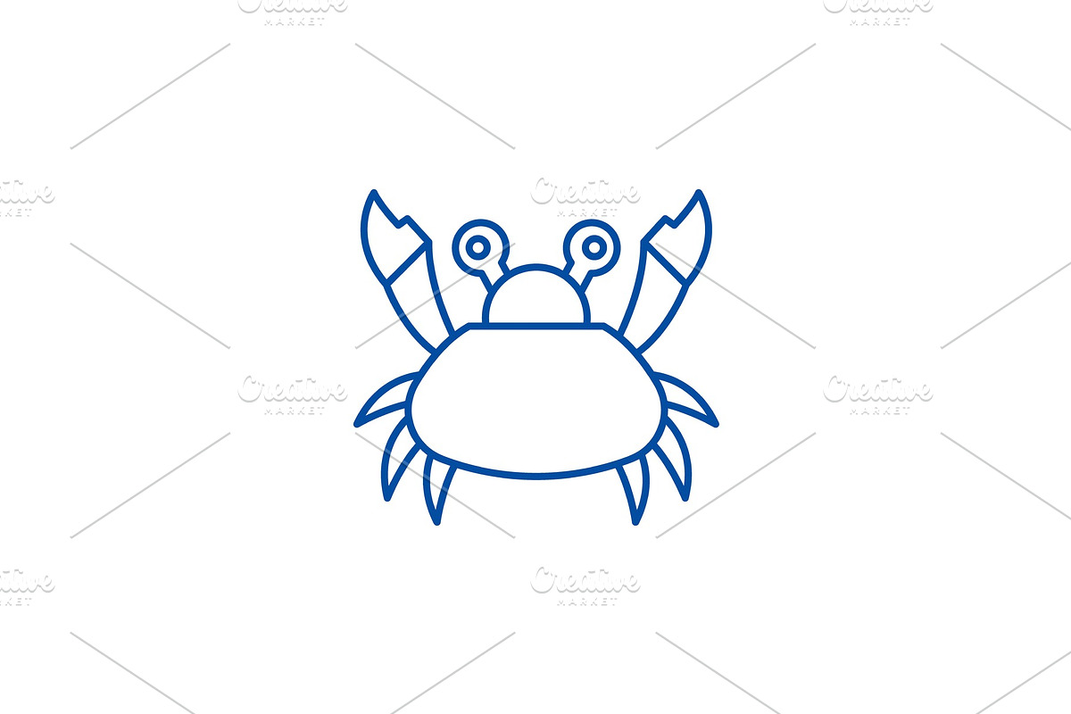 Cute crab line icon concept. Cute in Illustrations - product preview 8