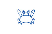 Cute crab line icon concept. Cute