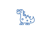 Cute dino,dinosaur line icon concept