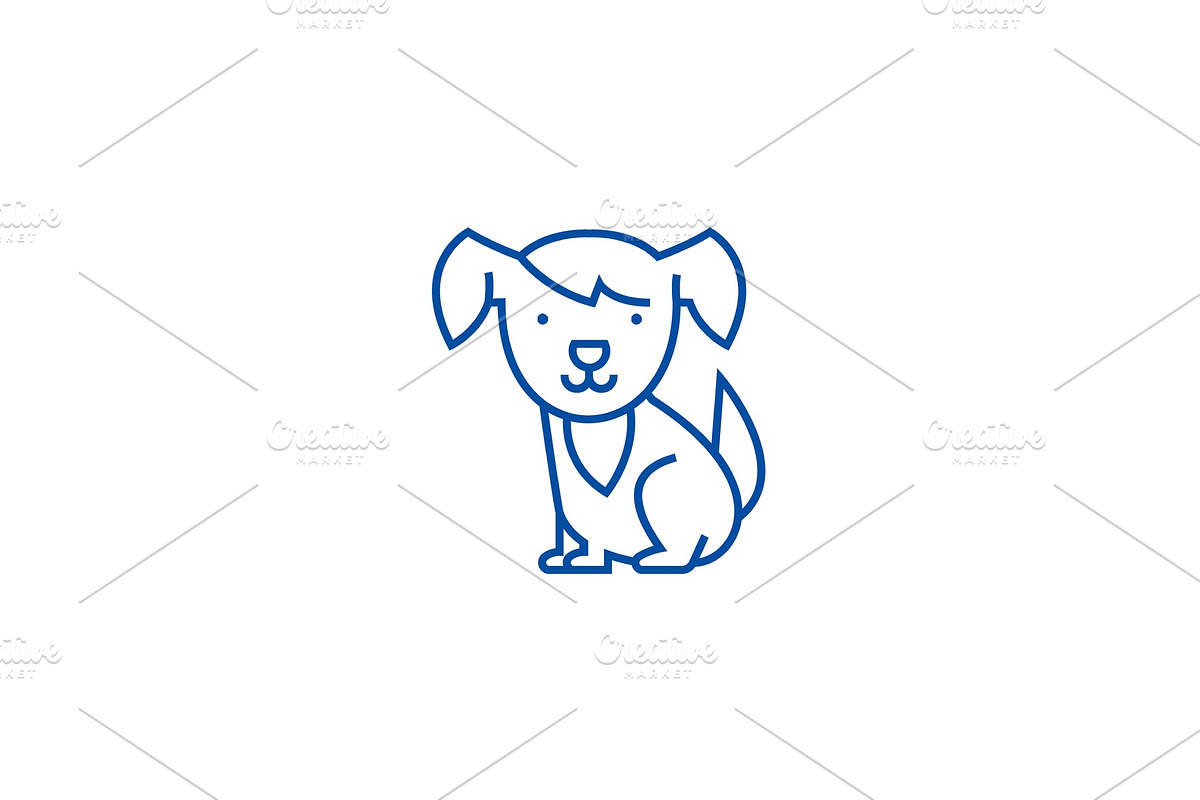 Cute dog line icon concept. Cute dog in Illustrations - product preview 8