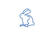 Cute easter bunny line icon concept
