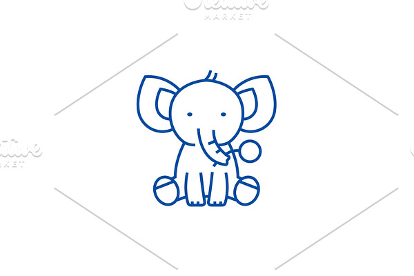 Cute elephant line icon concept